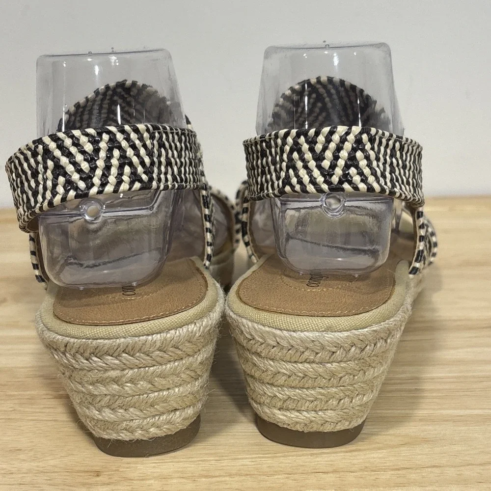 Comfortview espadrille wedge sandals chevron elastic straps Jute Heel 10.5W